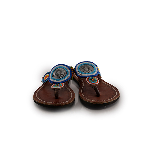 Leather Sandals Laced With Beads