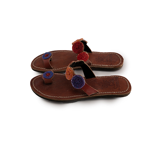 Leather Sandals Laced With Beads