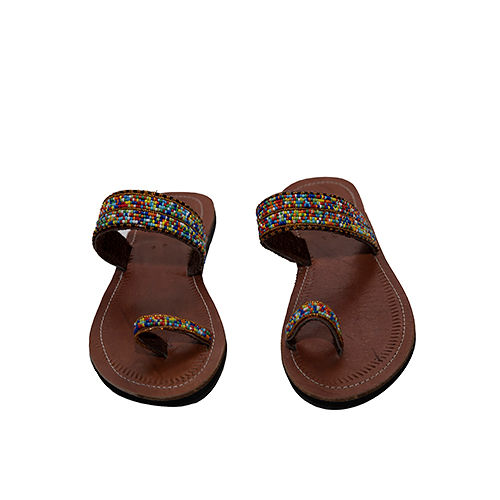 Brown Beaded Sandals